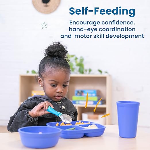 ECR4Kids My First Meal Pal Combo Set, Children's Tableware, Blue, 15-Piece (Pack of 4)