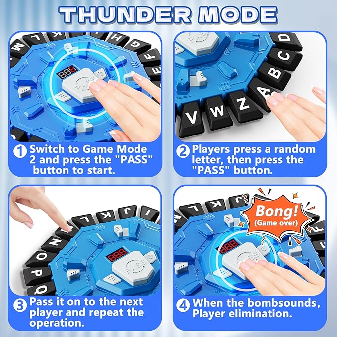 Resflycheng Word Game Family Board Game with Digital Display Timer and 2 Categories Modes Fun Fast-Paced 24-Letter Game for Learning Party Interactive (Blue)