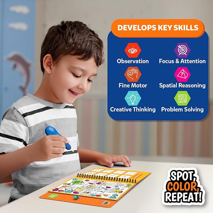 Skillmatics Reusable Search & Find Book - Water Spotter, Mess-Free, Paint with Water Kits, Fun Learning Activity, Travel Toy, Gifts for Boys & Girls Ages 4, 5, 6, 7, 8
