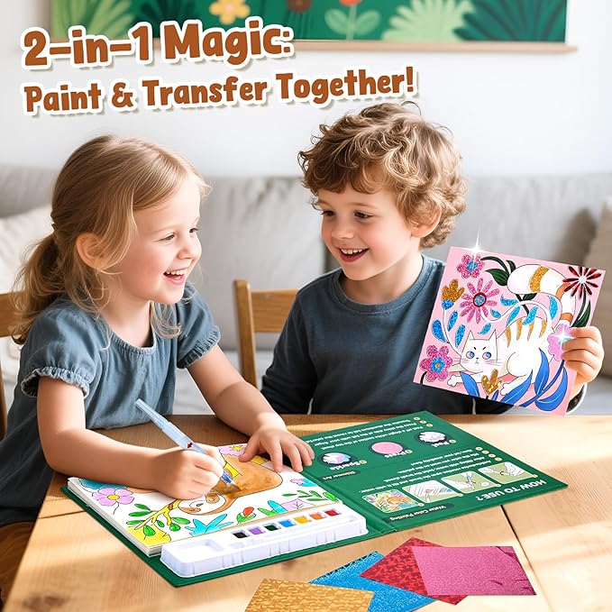 JoyCat Paint with Water Coloring Books, Art & Craft Activity, No Mess Art for Kids Ages 4-8, Craft Kits & Supplies, DIY Creative Activity, Gifts for Girls & Boys (Animals)