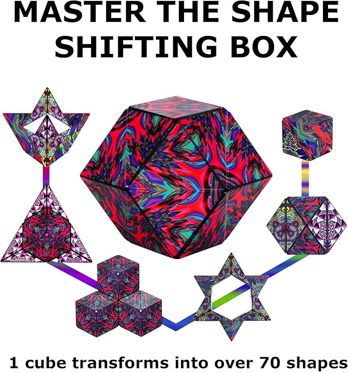 Shashibo Shape Shifting Box - Award-Winning STEM Fidget Toy with Ultra Strong Magnets - Puzzle Cube Transforms Into 100+ Shapes, Perfect Sensory Gift for Kids, Teens, and Adults (Chaos)