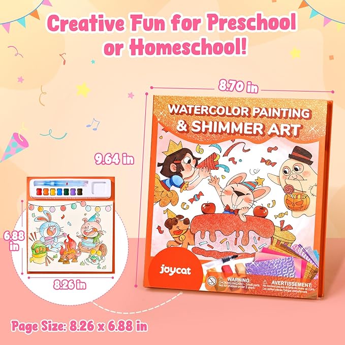 JoyCat Paint with Water Coloring Books, Art & Craft Activity, No Mess Art for Kids Ages 4-8, Craft Kits & Supplies, DIY Creative Activity, Gifts for Girls & Boys (Party)