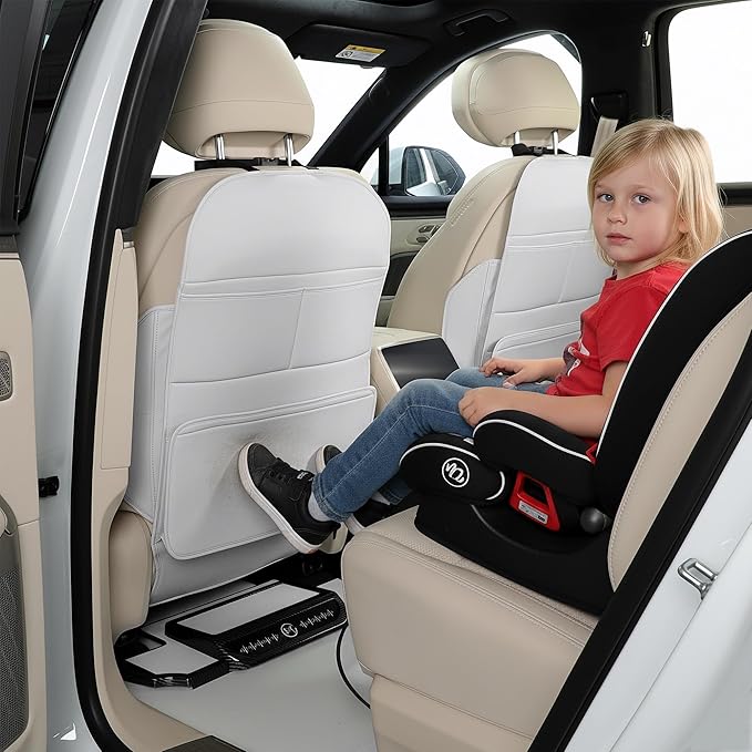 TAIKOO Back Seat Protector,Preventing the Impact of Children Stepping on the Seat Backrest,Beautiful appearance and easy to clean,black (Cream White -2 pcs)