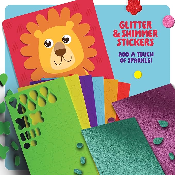Dan&Darci Foam Sticker Art Craft for Kids - Toddler Arts & Crafts for Ages 3-5 - Boys 4-6 Birthday Gift - DIY Kid Activities Ages 3 4 5 6 Years - 4 Year Old Boy Gifts - Mess Free Craft Activity