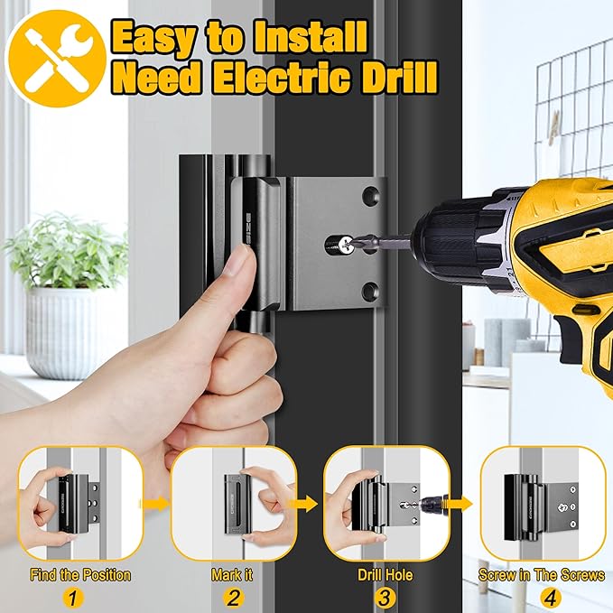 Home Security Door Lock, Upgraded Metal Door Reinforcement Lock, 3" Withstands 1000 lbs of Impact for Inward Swing Doors, Defender Door Locks for Kids Safety, Prevent Unauthorized Entry (Black)
