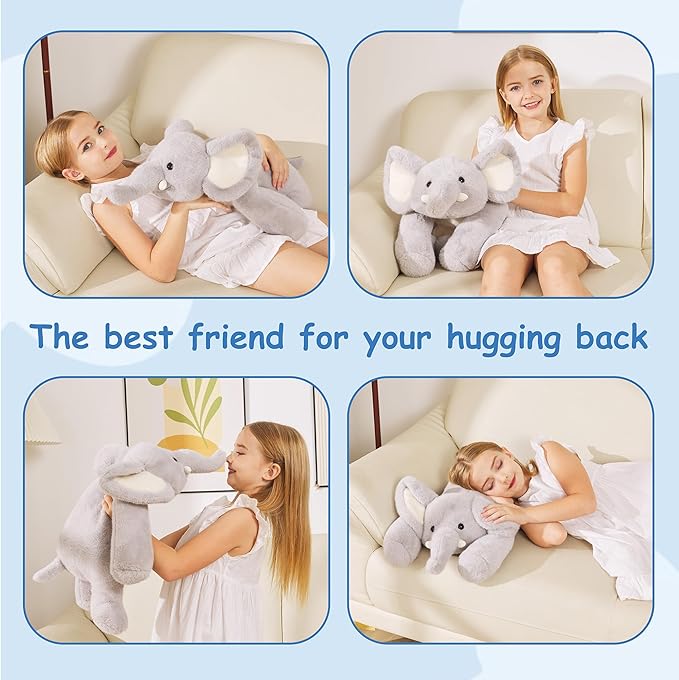 GILFWM Weighted Stuffed Animals Elephant - 25" Big Stuffed Animal Toy Pillow for Kids & Adults, 5 lbs Soft Washable Weighted Plush