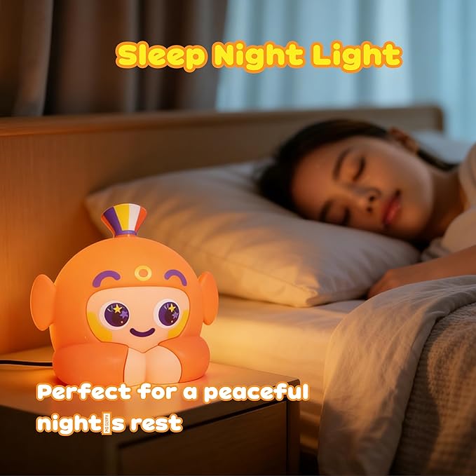 Axolotl Night Light, Hand Tap Control Squishy Silicone Lamp with 3 Warm Light Levels, Rechargeable LED Cute Animal Lamp for Bedroom, Nursery, Nightstand & Mood Lighting
