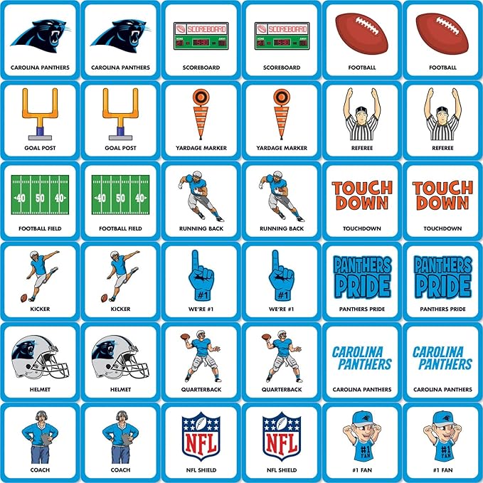 MasterPieces Sports Games - Carolina Panthers NFL Matching Game - Game for Kids and Family - Laugh and Learn