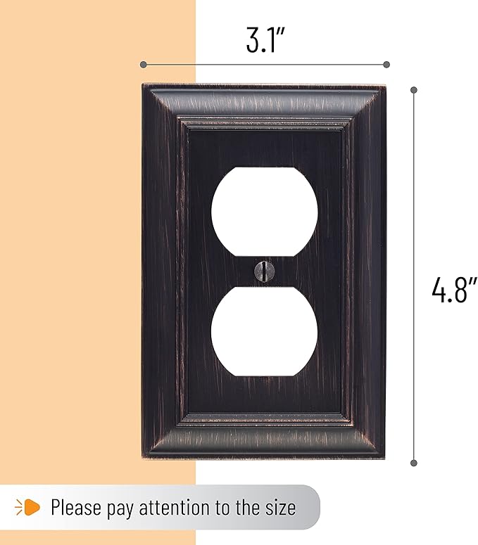 Bates Duplex Outlet Cover - Bronze, Decorative Metal Wall Plates