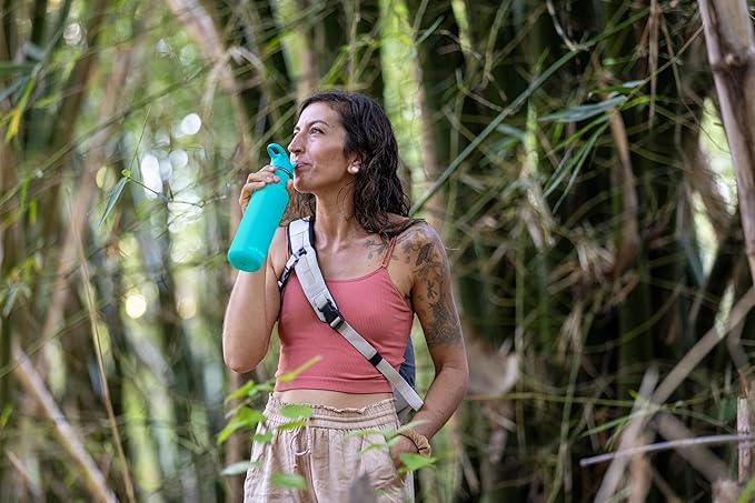 Klean Kanteen 27 oz Classic Water Bottle with Flip Seal Sport Cap & Straw - 100% Leakproof Spout & Cap - BPA-Free Stainless Steel - Easy-Sip Water Bottle - Cupholder Friendly - Baltic