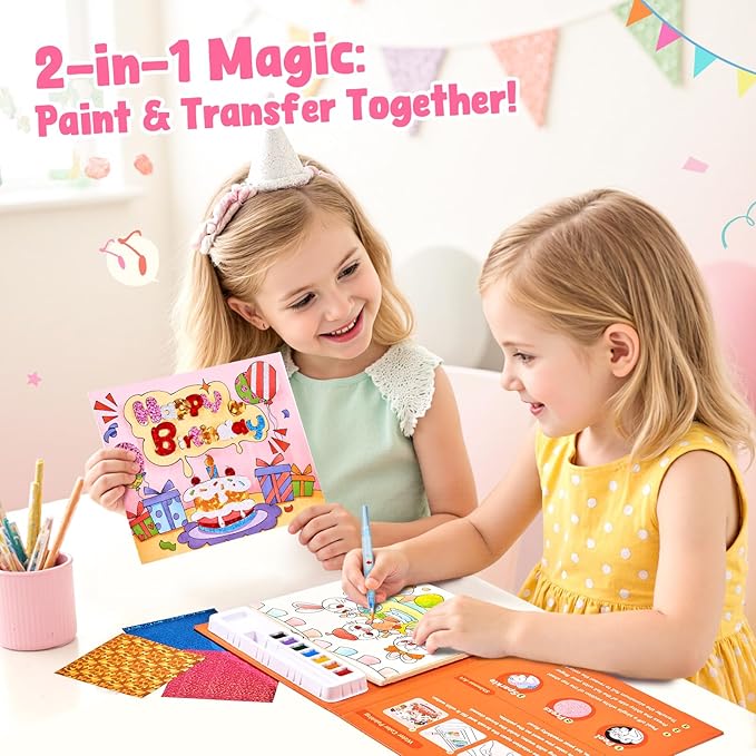 JoyCat Paint with Water Coloring Books, Art & Craft Activity, No Mess Art for Kids Ages 4-8, Craft Kits & Supplies, DIY Creative Activity, Gifts for Girls & Boys (Party)