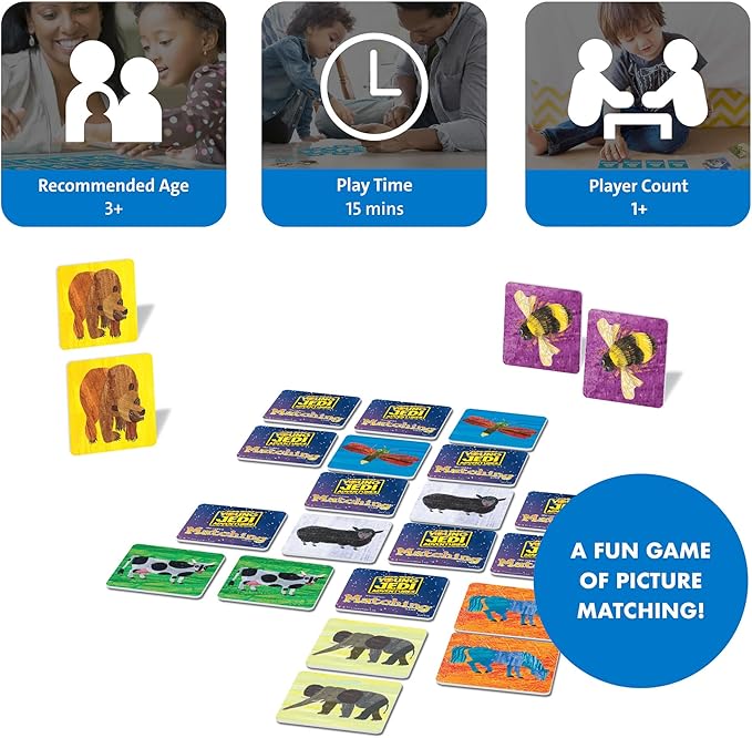Wonder Forge Eric Carle Matching Game For Boys & Girls Age 3 To 5 - A Fun & Fast Animal Memory Game