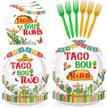 96Pcs Mexican Baby Shower Decorations Taco Bout Twins Plates and Napkins Mexico Fiesta Gender Reveal Decoration Favors for Kids Mexican Baby Shower Taco Theme Birthday Party Supplies Serves 24