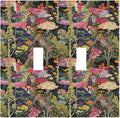 Dreamy Tropical Rainforest Colorful Mushroom Wildflower Decorative Switch Plates 2 Gang Double Toggle Outlet Light Switch Cover Wall Plate Electrical Faceplate for Farmhouse Kids Room Decor