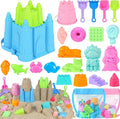 Beach Toys, Creative Sand Toys for Kids Boys and Girls, Sand Castle Building Kit with Stack Castle Buckets, Tools, Mesh Bags, Character Molds for Role Play, Outdoor Toys for Toddlers Kids Ages 3-10