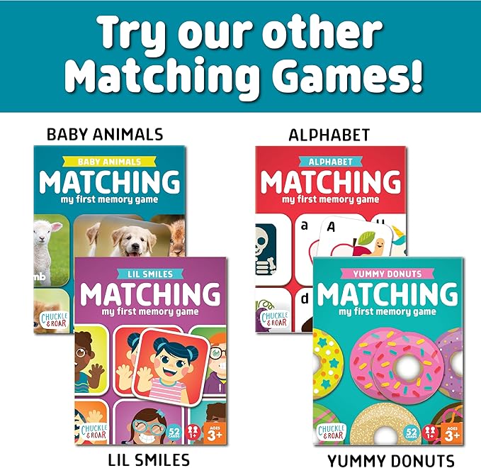 Chuckle & Roar Baby Animals Matching Memory Game for Kids Ages 3+ – Preschool Concentration Board Game for Toddlers, Cute Animal Learning Game