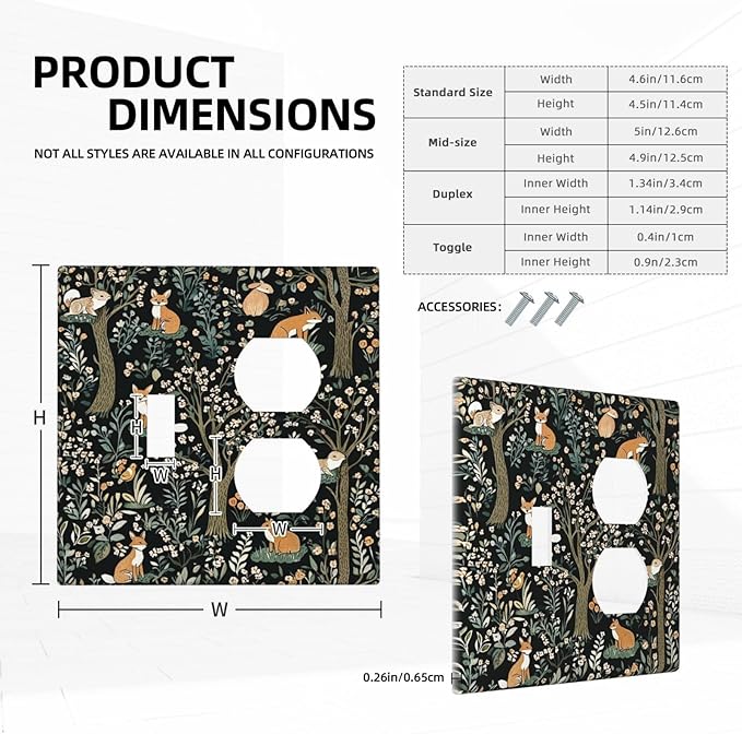 Wallplates Fairy Forest Animals Fox Squirrel Flower 1 Toggle 1 Duplex Switch Plate Electrical Gfci Faceplate Decorative Light Switch Covers For Bed Room Farmhouse Decor