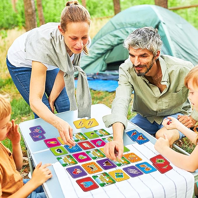 gisgfim 100 PCS Memory Matching Game for Kids Summer Camp Concentration Memory Card for Preschool Educational Ages 3-8 A Fun & Fast Camp Theme Matching Games