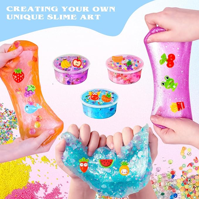 175 Pack Slime Making Supplies Kit, Slime Add Ins Accessories Includes Slimes Charms, Foam Balls for Making Creative Slimes Kit