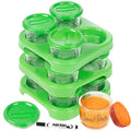 Glass Baby Food Storage Containers w Write What You Want Lids (12 Pk) - 2oz Jar Includes Lids, Storage Tray, Dry-Erase Marker - Microwave, Freezer, Dishwasher Safe - BPA & Phthalate Free