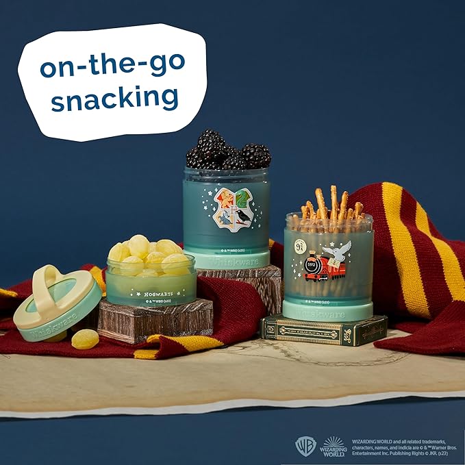 Whiskware Harry Potter Stackable Snack Containers for Babies, Kids, and Toddlers, 3 Stackable Snack Cups for School or Travel, Formula and Cupholder Friendly, Hogwarts