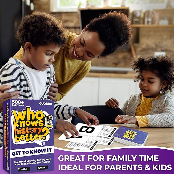 Board Games for Kids 8-12 – Family Card Games for Kids and Adults – History Trivia Cards for Family Game Night – Who Knows History Better – 500+ Questions – Fun Card Game for Families and Teens