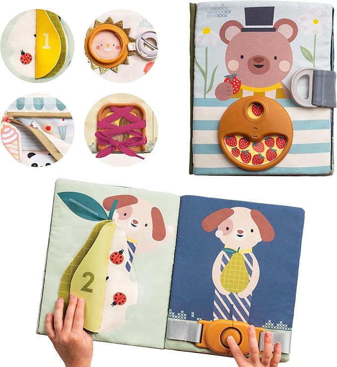 Taf Toys Busy Book for Toddlers 1-3, Montessori Quiet Activity Book with 15 Activities - Opposites Concepts - Ideal Toddler Busy Book for 1 Year Old - Boy Toys Girl Birthday Gift