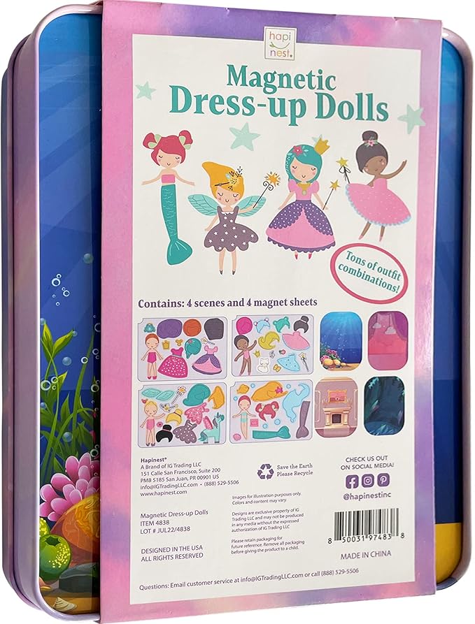 Hapinest Magnetic Dress-Up Dolls for Girls Pretend Play Set, A Fairytale Fantasy Dress Up Toy and Game for Ages 4, 5, 6, and 7 Years Old