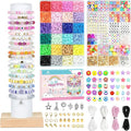 Dowsabel Clay Beads 7500 Pcs Friendship Bracelet Making Kit,2 Boxes 24 Colors Polymer Heishi Beads with Letter Beads for Jewelry Making, DIY Arts and Crafts Gifts Toys for Girls Age 4+