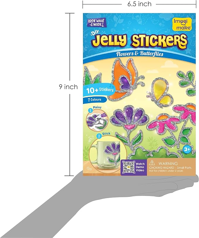 Imagimake DIY Jelly Stickers - Flower & Butterflies | Gel Window Clings | Activities for Kids Ages 3-5 | Kids Art Set | 3,4,5,6,7 Year Old Girl Birthday Gift