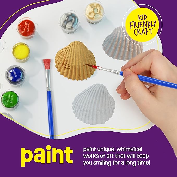 Dan&Darci Kids Sea Shell Painting Kit - Arts & Crafts for Kids - Gifts for Boys and Girls Ages 6-8, 8-12 - Craft Activities Kits - Creative Art Activity Gift Toys for Age 6 7 8 9 10 11 12 Year Old