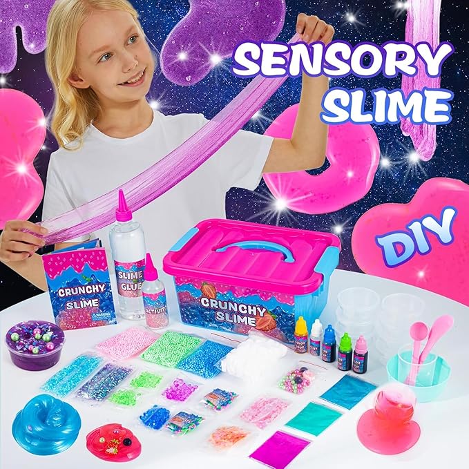 Unicorn Fruit Garden Crunchy Slime Kit,Ice Screen Cake Slime Sparkling Slime Making Kit,Foam, Jelly Cube Slime for Party Favors Kids Boys Girls Birthday Carnival Treasure Classroom Prizes