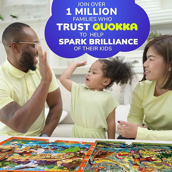 QUOKKA 100 Piece Puzzles for Kids Ages 4-6 - 4 Jigsaw Puzzles for Kids Ages 6-8 - Search and Find Game with Animals, Dinosaurs for Childrens 5-8 - Learning Educational Toys for Boys and Girls 8-11