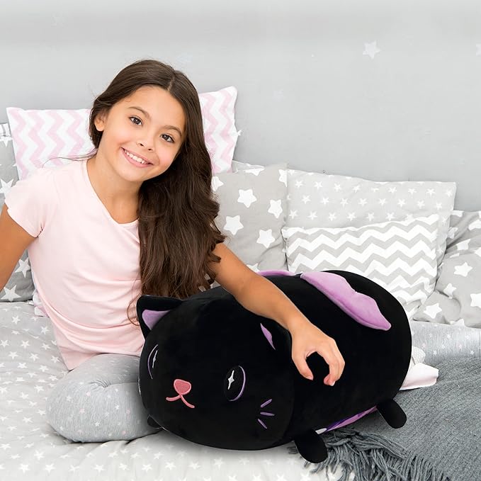 Cuteoy 17.7" Cat Stuffed Animal Plush Pillow Soft Comfortable Plushies Large Throw Body Pillow Sleeping Plush Toy for Girls Boys Birthday