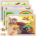 SYNARRY Large Wooden Monster Truck Puzzles for Kids Gift Box(12.2*9.4 in), 24 Piece Puzzles for Toddlers 3-5, Wood Jigsaw Puzzles for Kids Ages 4-6, Easter Basket Stuffers Gifts for Kids