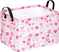 MAIZMZ Girls Gift Basket Heart Print Storage Cube for Women, Closet Shelf Organizer Bins Empty Gift Basket with Handles Nursery hamper Kids Toys Books Box Room Deco