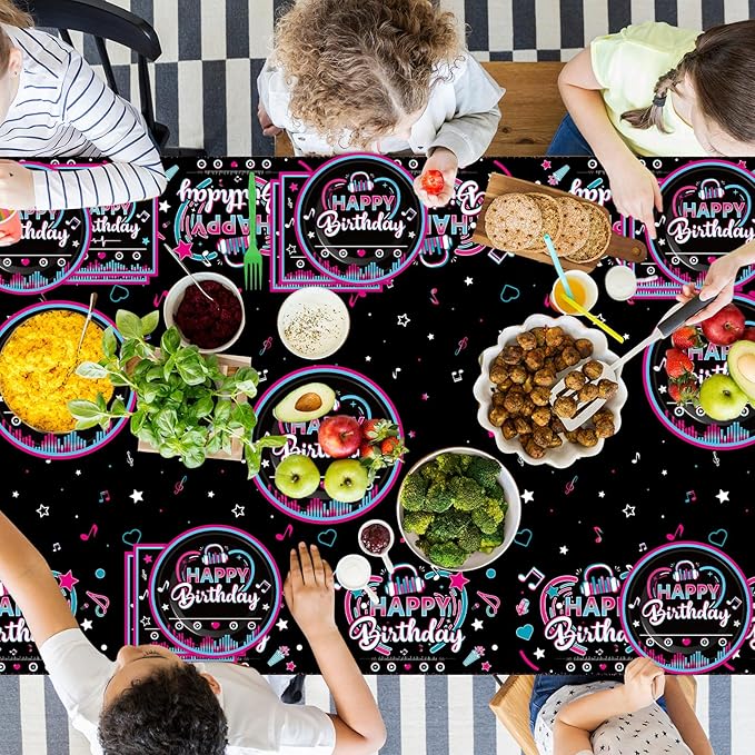 Music Party Supplies Serves 24 Musical Media Party Paper Plates Napkins Music Tablecloth Set Tableware Kit for Kids Birthday Party Baby Shower