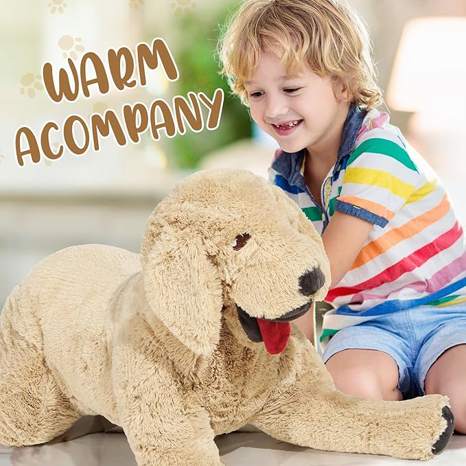Geosar 47.2" Dog Stuffed Animals Plush, Soft Cuddly Golden Retriever Plush Toys, Large Stuffed Dog Hugging Pillow Gifts for Valentines Kids Girls Boys Birthday