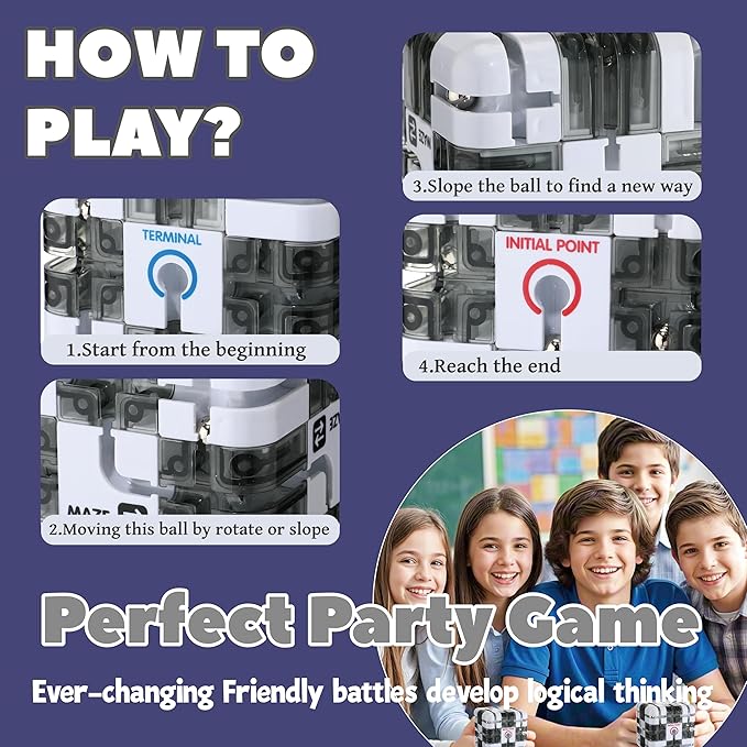 1 Sets Large Labyrinth 3D Maze Cube Puzzle Maze Game Gravity 3D Puzzle Cube Brain Teaser Ball Games for Kids Education Sensory Toys Gift for Adults (Classical,White)