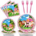 96 Pcs Horse Party Plates Napkins Tableware Set Kentucky Birthday Party Supplies Derby Disposable Paper Dinnerware Pink Cowgirl Western Theme Table Decoration Favors for Girls Baby Shower, 24 Guests