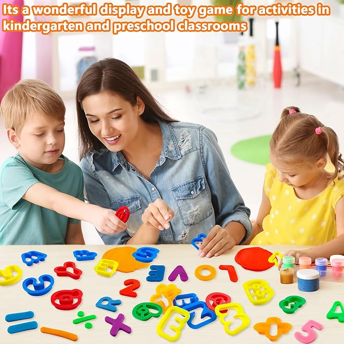 Dough Tool Set with Dough Alphabet Cutters,Numbers Cutters,Mathematical Symbols,Great Dough Tools for Learning Letters and Numbers