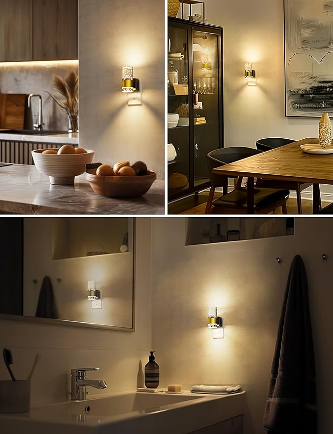 L LOHAS LED Night Lights Plug into wall, Soft Light Night Light with Adjustable Brightness, Plug in Night Light with Auto Light Sensor, Wall Sconce-Style Design Nitelight for Bathroom,Hallway, 1 Pack