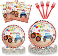 100 Pcs Monster Truck Party Plates and Napkins Set – Disposable Monster Theme Plates,Napkins,and Forks for Boys Birthday Parties and Truck-Themed Celebrations – Serves 25