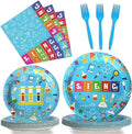 96 Pcs Science Party Plates Napkins Tableware Set Mad scientist Supplies Disposable Dinnerware Little Scientist Decoration Favors for Kids, 24 Guests