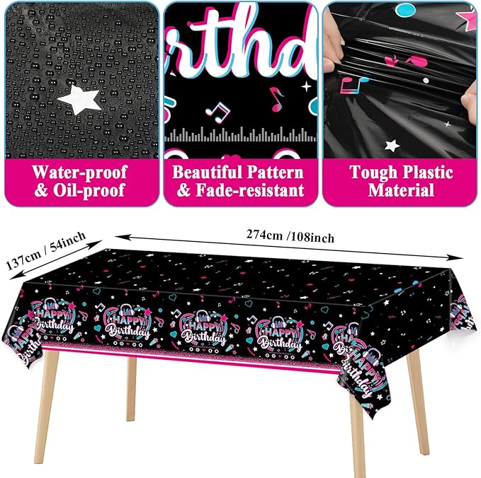 Music Party Supplies Serves 24 Musical Media Party Paper Plates Napkins Music Tablecloth Set Tableware Kit for Kids Birthday Party Baby Shower