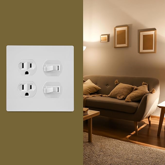 Bates Screwless Double Duplex Outlet Covers, 3 Pack, White, 2 Gang Screwless Wall Plate Cover