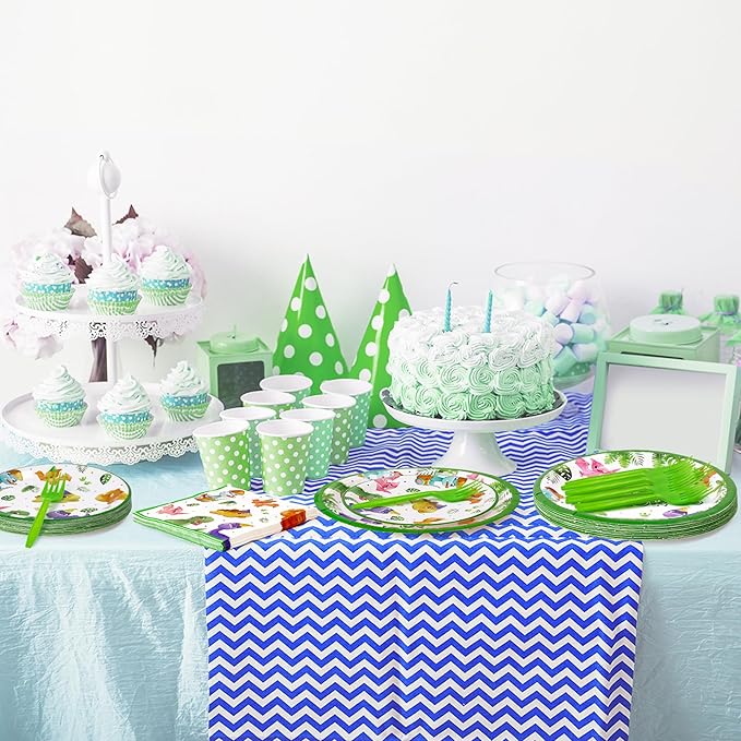 Dinosaur 1st Birthday Party Supplies - 96Pcs Watercolor One A Saurus Plates Napkins Forks Tableware Set, Dinosaur Theme Disposable Party Decoration for Boys Kids First Birthday Table Decor, Serve 24