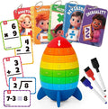 Coogam Math Manipulative Spinning Rocket Toys, Arithmetic Learning Number Game for Addition Subtraction Division Multiplication, Montessori Educational Math Cards for Kids Ages 3-8