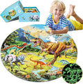 Glow-in-The-Dark Dinosaur Floor Puzzles for Kids Ages 4-6, Kids Jigsaw Puzzles Ages 6-8, 70PCS Large Round Dino Educational Puzzle Toys for 3 4 5 6 7 8 Years Old Children, Easter Gifts for Kids