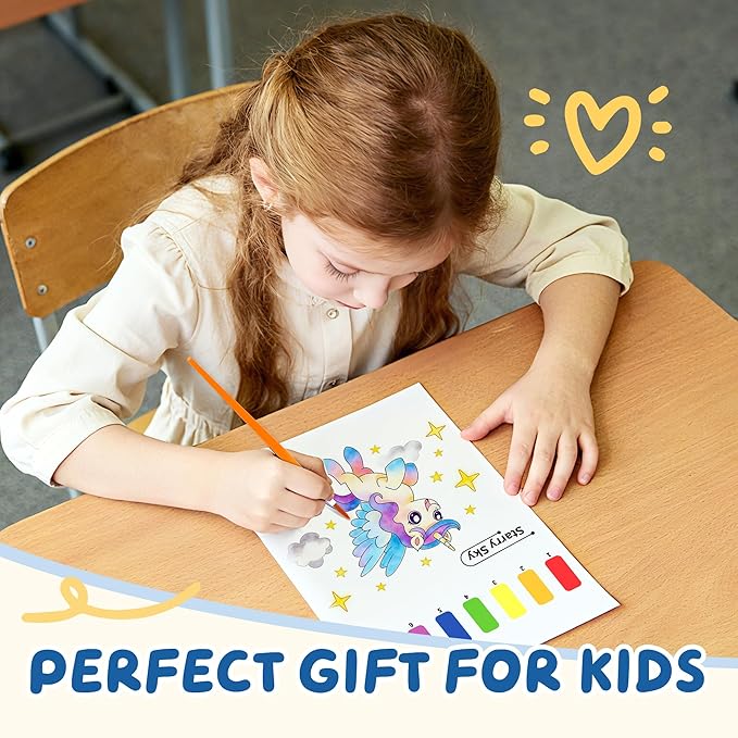 YPLUS Paint with Water Books for Toddlers, Art Craft Toys Watercolor Painting Paper, Gift for Kids Ages 1-3, 2-4, 4-6, Drawing with Brush - Unicorn